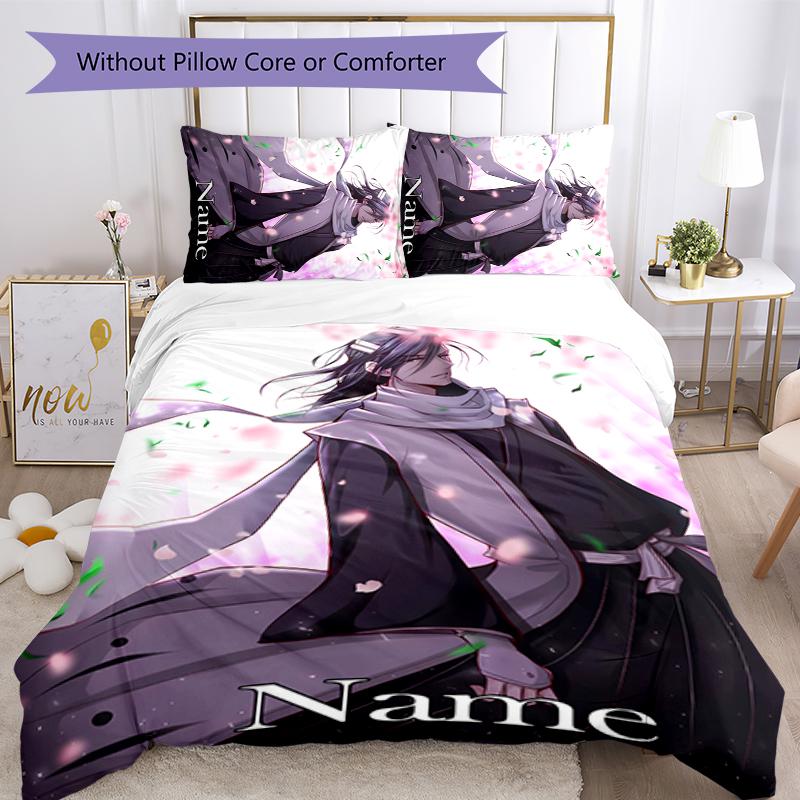 3pcs Custom Name Byakuya Kuchiki Bedding Set Duvet Cover Closure Includes 1 Duvet Cover & 2 Pillowcases for All Seasons Bedroom Decor