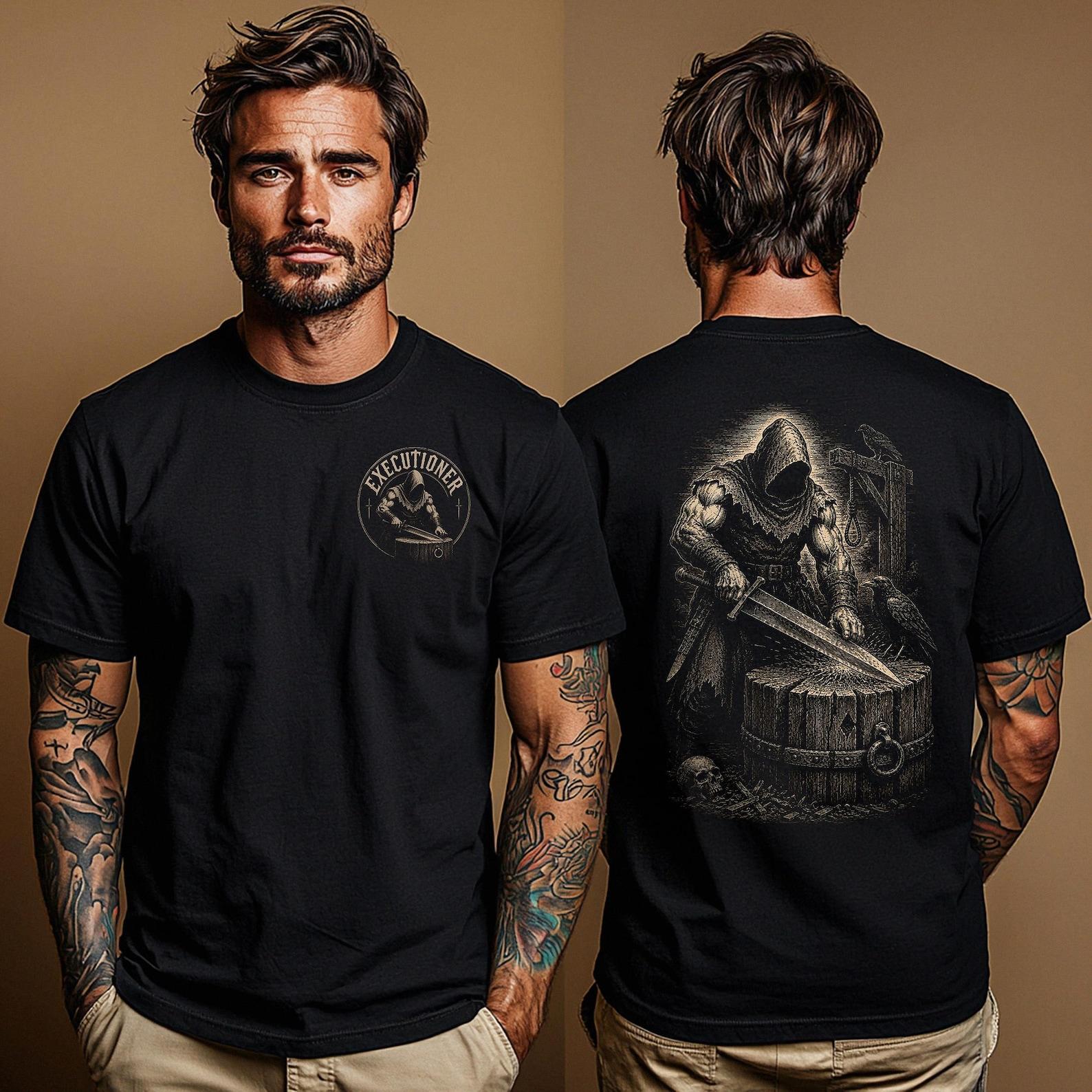 Medieval Executioner T Shirt: Gothic Warrior Tee | Dark Fantasy Shirt | Goth Knight Graphic Tee | Medieval Horror History Fan Gift S