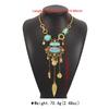 Ethnic Style Turquoise Inlaid Alloy Y-Necklace Vintage Geometric Statement Jewelry