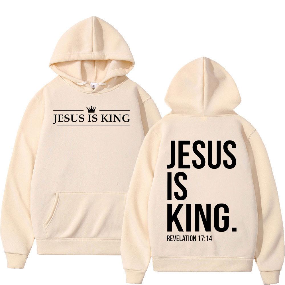 Ježíš je král Křesťanské biblické verše Mikiny Pánské Dámské Oblečení Móda Harajuku Mikiny Fleece Ležérní Oversized Pulovry
