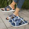 Sommer Neue Große Größe Denim Einriemen Runde Spitze Flach Lässig Leichte Schlupf-Sandalen