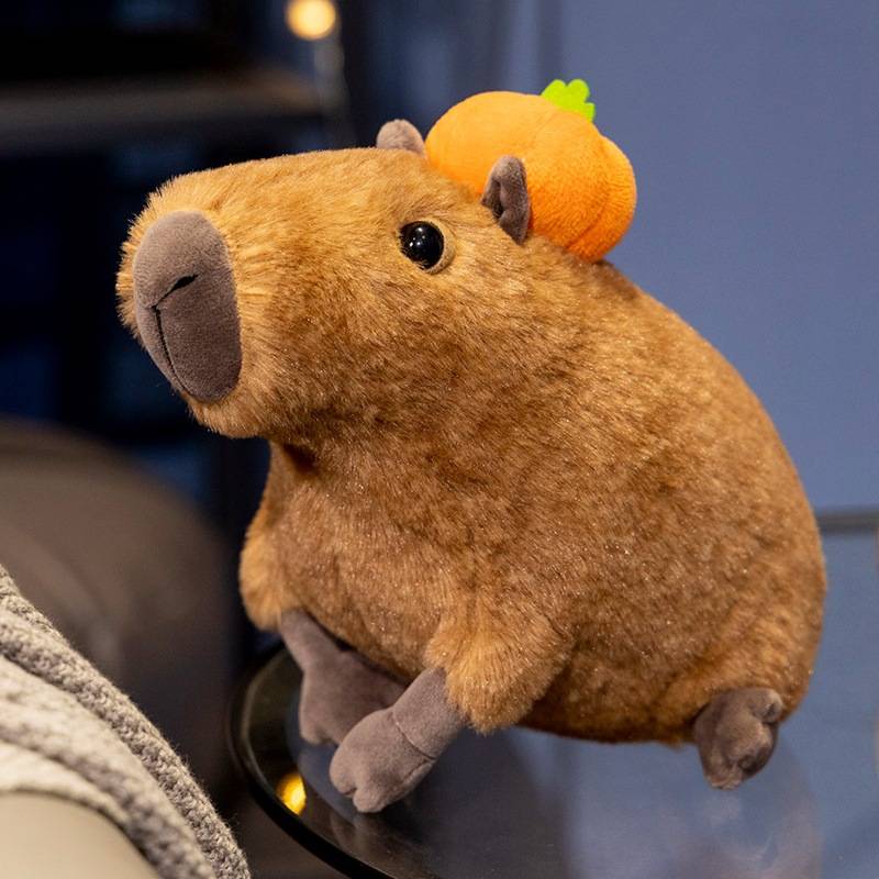 Plush Tangerine Capybara Toy Cartoon Animals Fill Doll Companion Gift Sleeping
