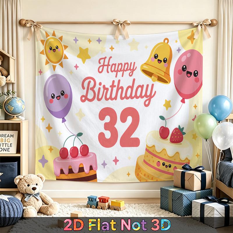 Party Backdrop Happy Birthday Birthday Balloon Pink 32 Photo Booth Background Front Door Decor