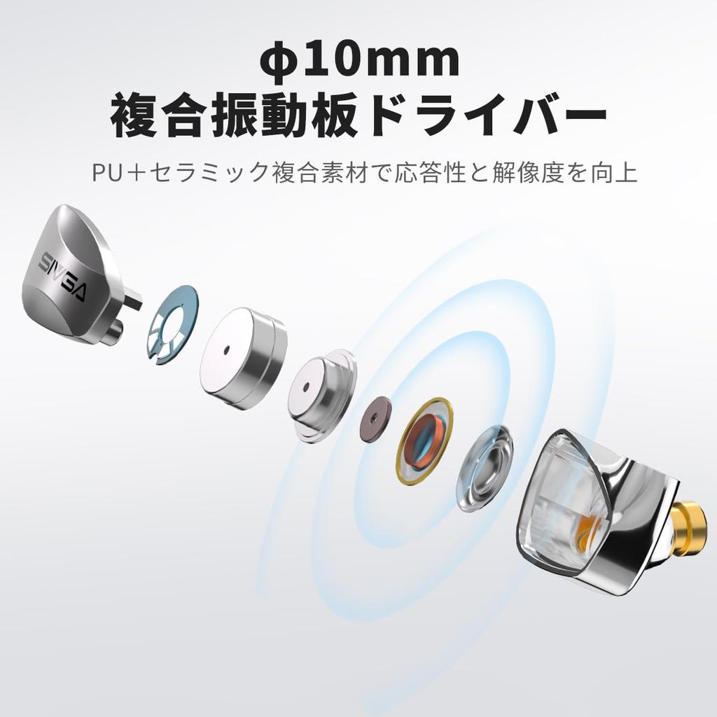 SIVGA SM100 Wired Gaming Earphones with Microphone, 10mm Driver, 0.78mm 2-Pin Detachable Cable