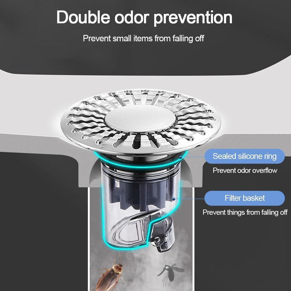 Plastic Floor Drain Filter Mesh Anti-clog Anti-odor Pop Up Drain Filter Multifunctional Sealing Cover Sink Strainer