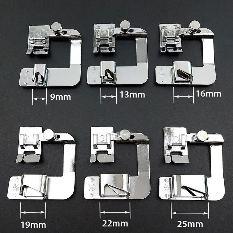 9mm /13mm /19mm /25mm Dikiş Makinesi Ayağı Pres Ayağı Rulo Etek Ayağı Ev Çok Fonksiyonlu Dikiş Aksesuarları