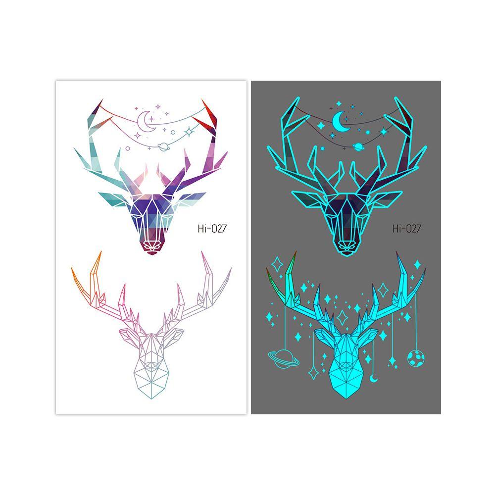 Fluorescent Star Feather Temporary Tattoos Blue Luminous Fake Tattoo Tattoo Sticker Body Art