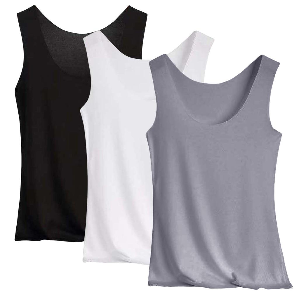Women's Thin Seamless Quick-Dry Stretch Breathable Sports Tank Tops 3-Pack