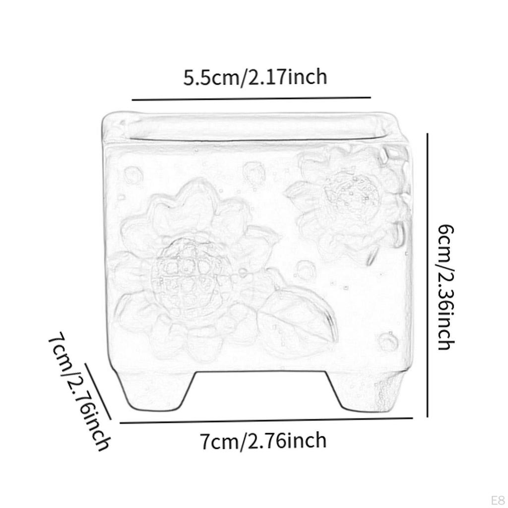 Planter Small Square Flower Pot Decorative Plant for Indoor And Outer Yard in Hof Bookcase