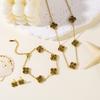 Set da 3 pezzi in acciaio al titanio, resistente allo sbiadimento, a doppia faccia, con quadrifoglio, moda donna, elegante, lusso leggero, collana per clavicola e braccialetto