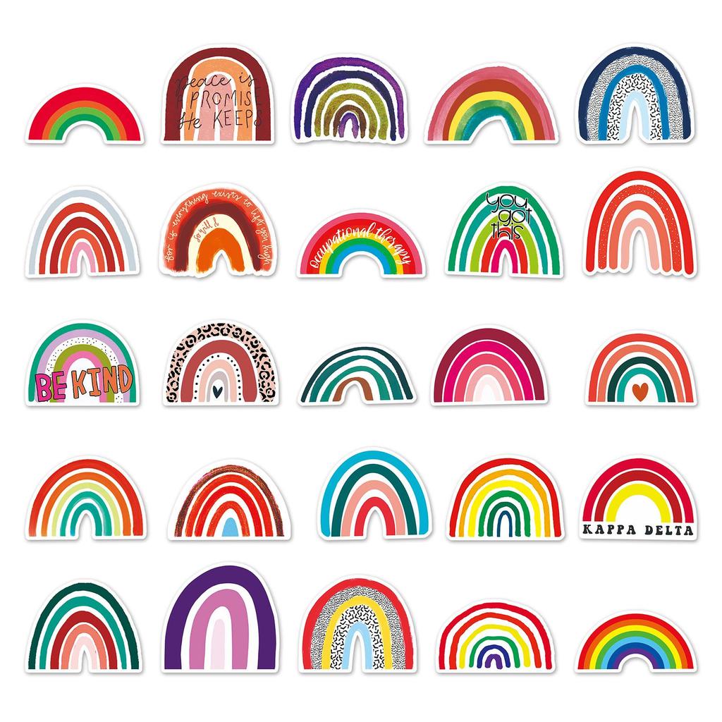 50pcs Cartoon Rainbow Bridge Trendy Graffiti Stickers for Fridge, Scooter, Car, or Stationery Box