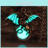 Colar Pingente Dragão Brilhante Vintage Game Of Thrones Luz Noturna