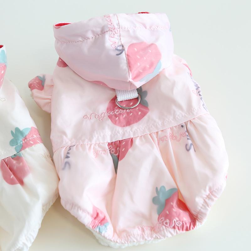 Pet Strawberry Pullable Cotton Skirt Autumn/Winter Dog Coat Teddy Cat Clothing Pet Clothing Designer Dogs Clothes Dog Jacket