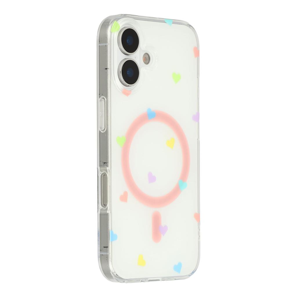 For iPhone 16 Case Little Heart Pattern TPU + PC Protective Phone Cover Compatible with MagSafe