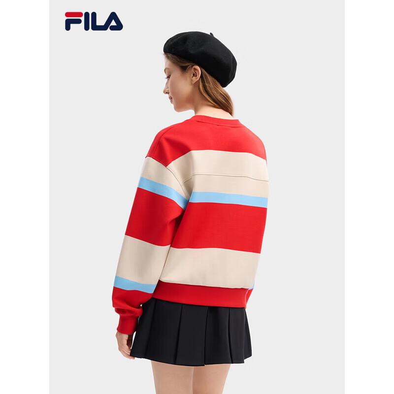 FILA Women's 2026 Spring Wide Stripe Colorblock Knit Pullover