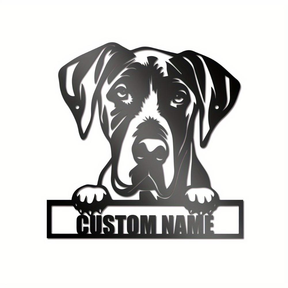 Unique Tailorable Art Deco Iron Metal Plaque Great Dane Design Wall Mounted Animal Themed Decor for Home Office Easy To Hang
