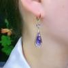 2024 Elegant Purple Crystal Teardrop Ear Cuffs - Fashionable and Sophisticated.