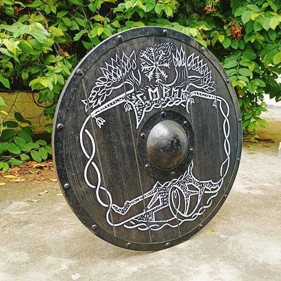 Viking Wooden Tree of Life Shield Prop Cosplay Medieval Armor LARP