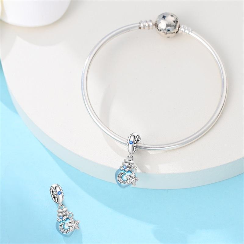 Mărgele Charm Originale Cupru Albastru Ocean Plutitor Sticlă Dorințe Charm Pandantiv Pentru Femei Bijuterii Cadou de Ziua de Naștere Confecționare