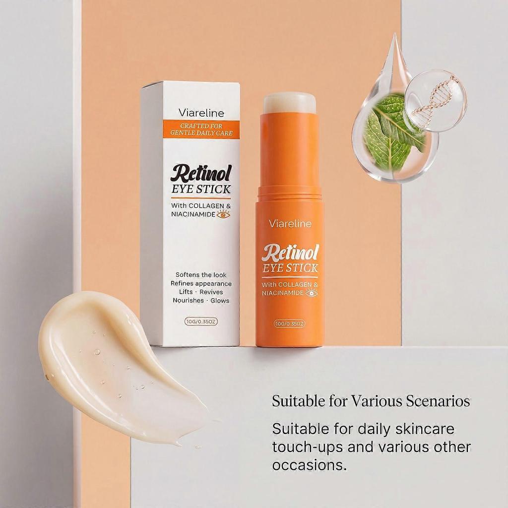 Retinol Eye Stick, Under Eye Balm with Collagen & Niacinamide, Plumps & Smooths for Dark Circles, Puffiness & Wrinkles, Korean-Inspired Formula, Gentl