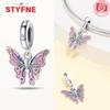 New Silver 925 Blue Dragonfly Butterfly Charms Beads Fit Original Bracelet for Women DIY Fine Jewelry Accessories Beads Gifts