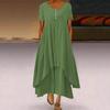 Women's Fashion Boho Solid Color Short Sleeve Loose Casual Irregular Dress