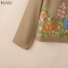 ZANZEA Women Round Neck Long Sleeve Loose Floral Print Blouse