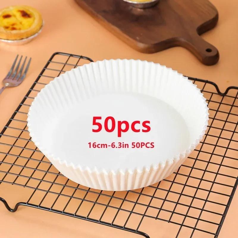 Air Fryer Disposable Non - Stick Round Paper Baking Mats 16/20cm, 50pcs Kitchen tools AirFryer Baking Accessories