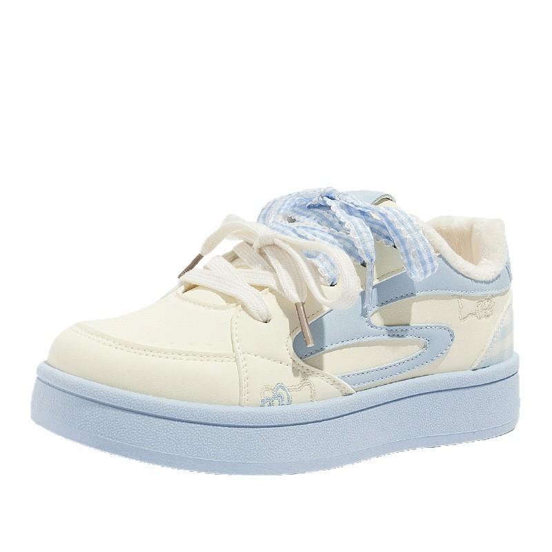 Fleece-lined Warm Sneakers Stylish Versatile Casual Thick-soled Double-cotton Shoes