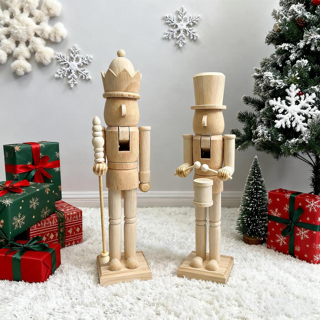 Nutcrackers Figures Classic Festive Figure 38cm Christmas Wood Tabletop Nutcracker For Holiday Party Kitchen Shelf Bedroom