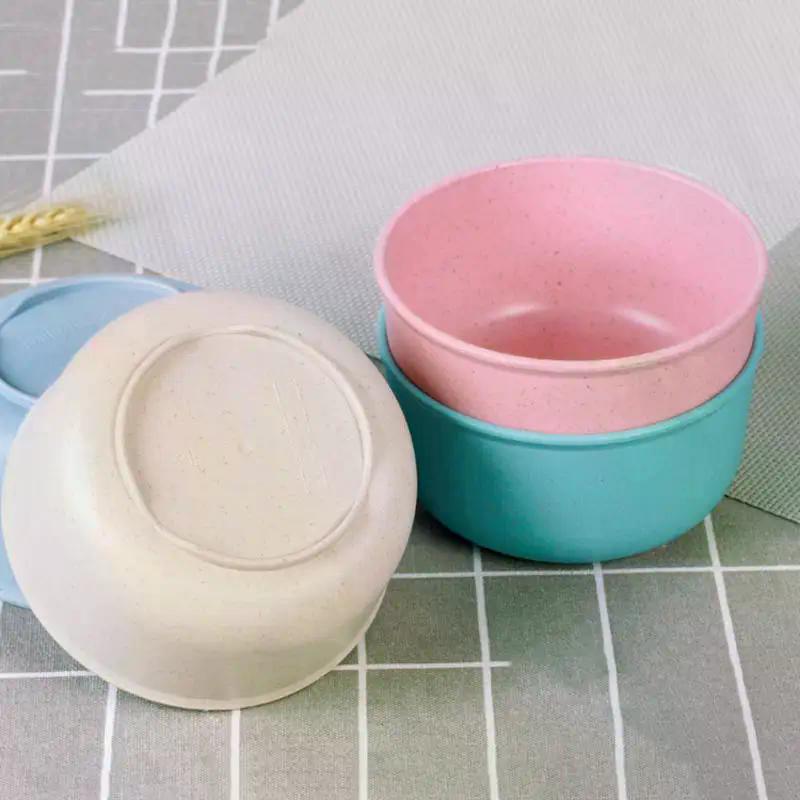 1pc Solid Color Wheat Straw Bowl Fruit Vegetable Dessert Rice Bowl Lightweight Food Bowls Household Kitchen Dining Tableware
