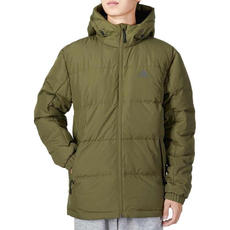 adidas Giacca Imbottita in Piumino con Stampa Logo e Dettaglio Tasca con Zip Uomo Capispalla Verde Militare HN2093