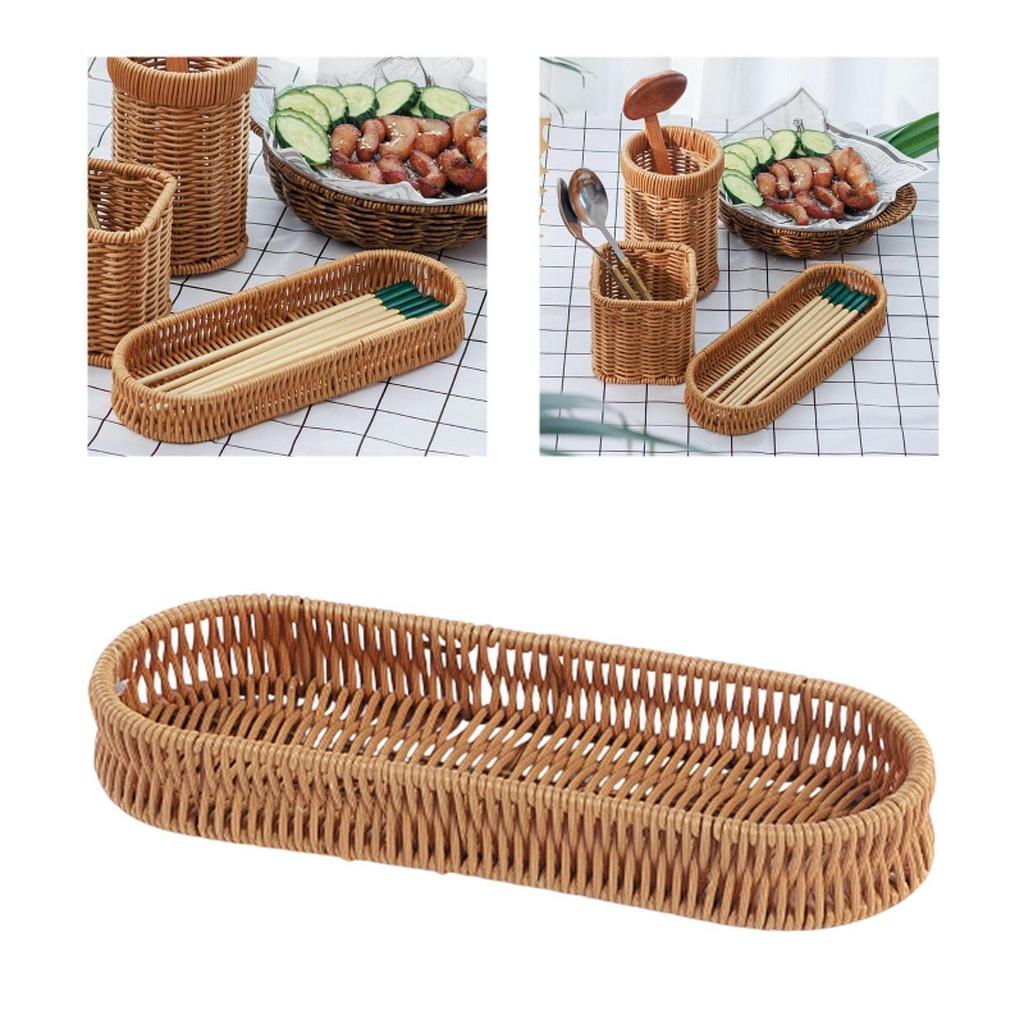 Woven Basket Utensil Holder for Kitchen Dining Coffee Table Countertop