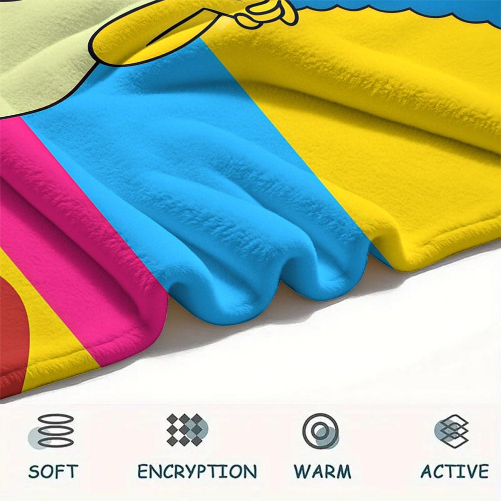 Marge Simpson Art Printed Flannel Blanket, soft throw for bedroom sofa, washable, fan merchandise, great gift.
