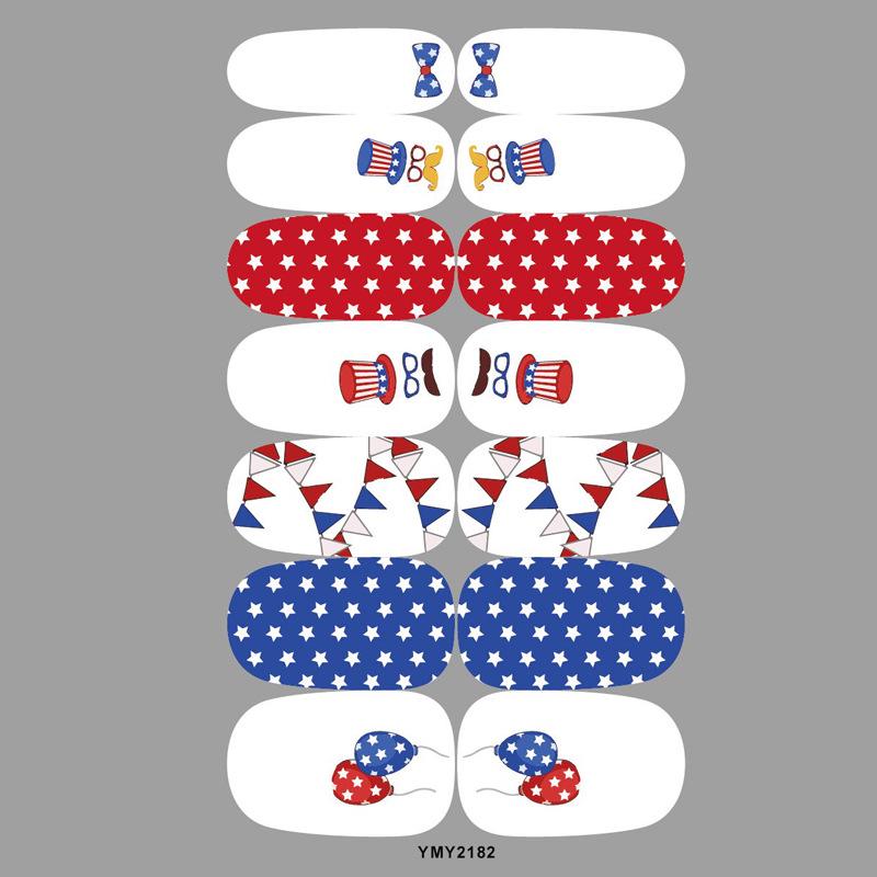 Patriotic Stars & Stripes Nail Stickers - Red & Blue Waterproof Decals for Independence Day (YMY2181-219)