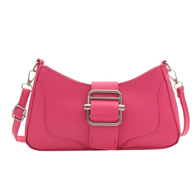 2024 Spring New Arrival Women s Chic Mid-sized Shoulder Bag With Exquisite Patchwork Design Elegant And Trendy ярко-розовый