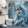 Enchanting Mermaid Harp Shower Curtain - Oceanic Fantasy Design For Modern Bathroom Décor, Waterproof, Easy Care & Unique Art