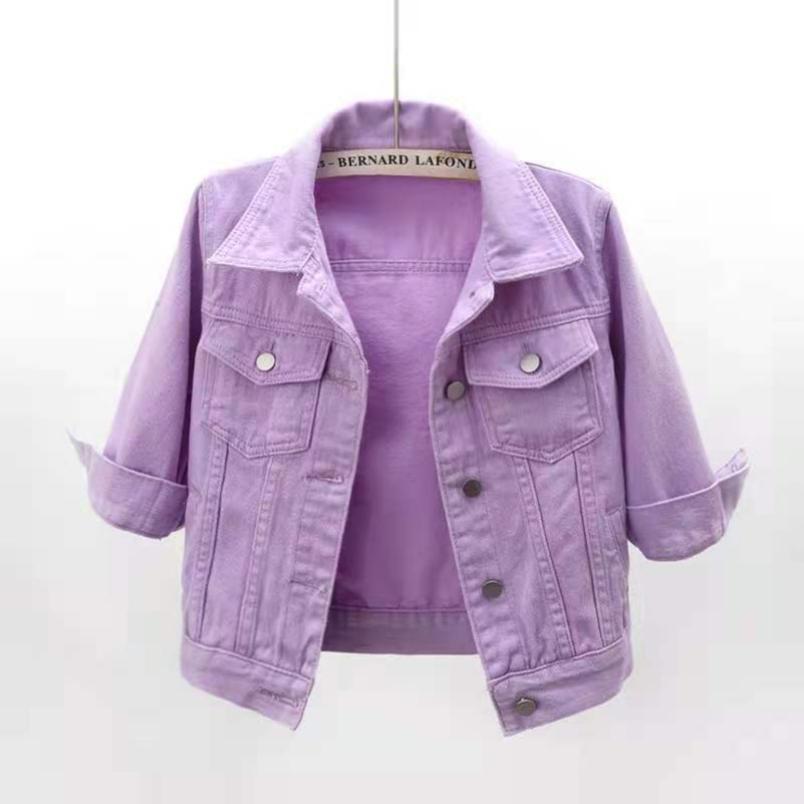 Women Denim Jacket Spring Autumn Short Coat Pink Jean Jackets Casual Tops Loose Tops Lady Outerwear