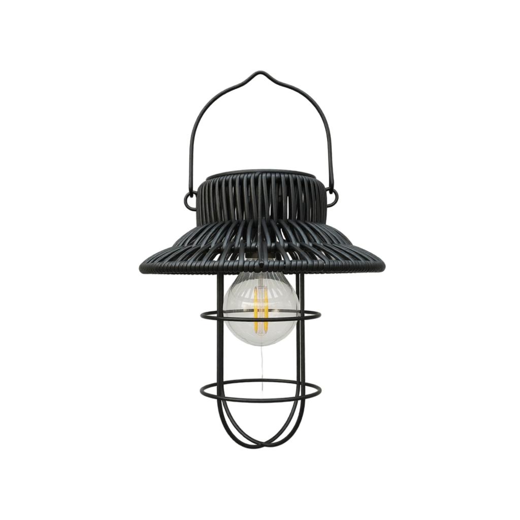 Solar Powered Outdoor Lantern Handwoven Rattan Portable Camping Light Garden Landscape Decorative Ambient Lamp with Handle