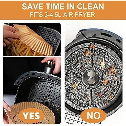 AiQInu Papier Sulfurisé Rond pour Air Fryer, 100 Pièces 16 cm Cuisson Paper Liner, Food-Grade BPA gratuit, Papier Parchemin Accessoi