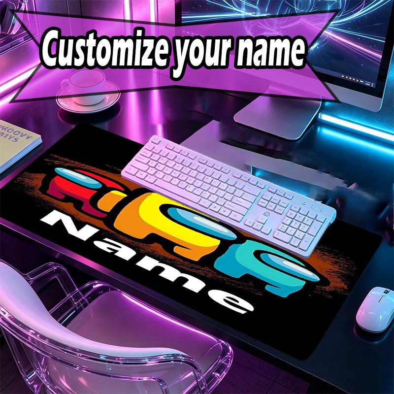 Custom Name Personalized Among Us Pattern Mousepad, Laptop PC Desk Mat, Decorative Desk Mat for Home Keyboard Pad Gift