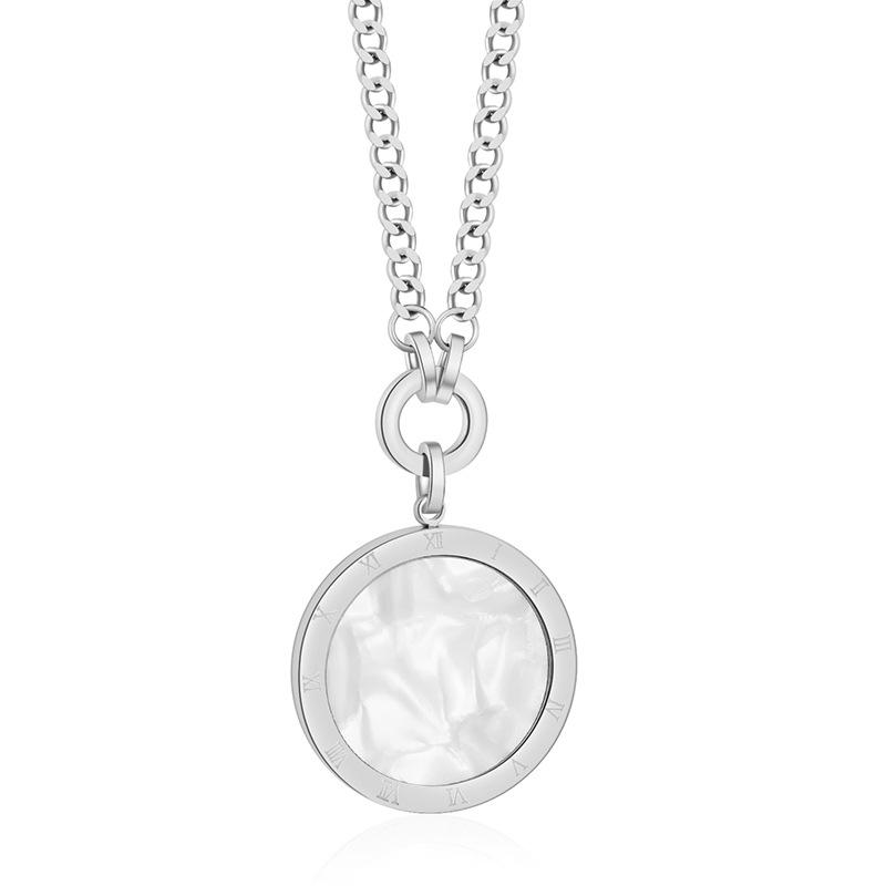 

Ecofriendly Chic Titanium Steel Long Necklace With Geometric Shell Design срібний