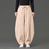 Winter New Chinese Style Hanfu Pants Vintage Cotton Thick Fleece Lined Ming Dynasty Pants Loose Casual Trousers Daily Warm Wear