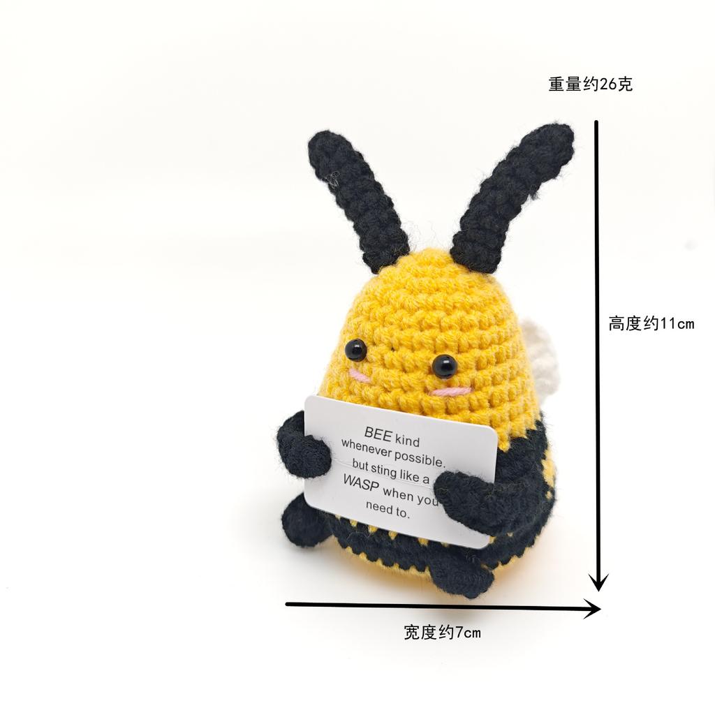 Păpușă Rechin Croșetată Amuzantă cu Energie Pozitivă Cu Card Suport Emoțional Croșetat Drăguț Tricotat Lână Albină Decor Cameră Cadouri de Crăciun