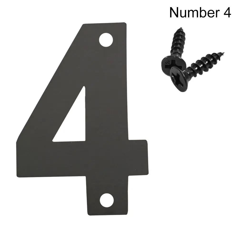 Fashion Stainless Steel Door Label with Screw Durable Black 0 To 9 Numeral Tag Number Plate Sign For Home Mailbox Hotel Address