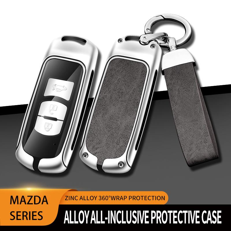 Metal Leather Car Key Case For Mazda 2 3 5 6 Gh Gj Cx3 Cx5 Cx9 Cx-5 Cx Accessories Holder Shell Protect Set Car-Styling