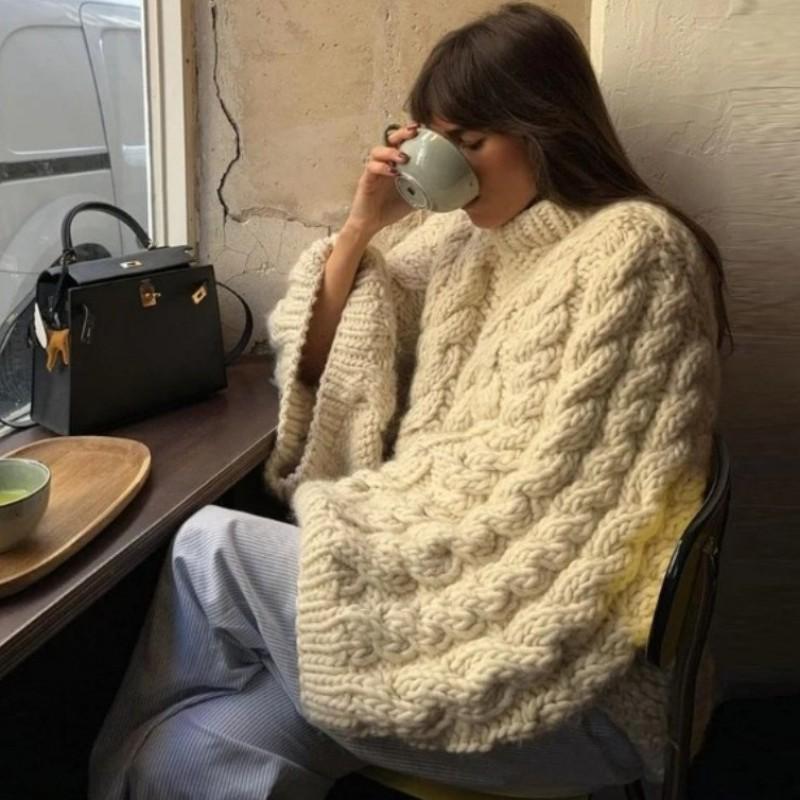 Womens Oversized Knit Sweater With Flared