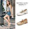 Leather Mary Jane Shoes Women's 2025 Summer New Velcro Bow Single Shoes Women's Casual Versatile Commuter Women's Shoes