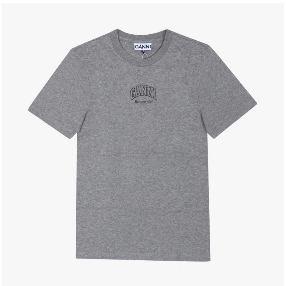 Ganni Damen Kurzarm-T-Shirt Essential Logo A1050057 920