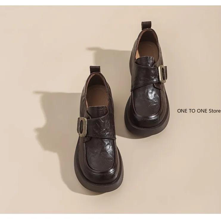 Fashion Womens Derby Shoes Autumn Slip-on Casual Female Sneakers Loafers With Fur Clogs Platform Shallow Mouth Round Toe British Style